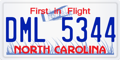 NC license plate DML5344