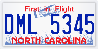 NC license plate DML5345