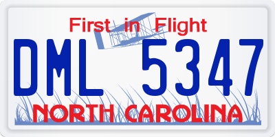 NC license plate DML5347