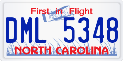 NC license plate DML5348