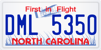 NC license plate DML5350