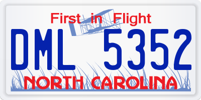 NC license plate DML5352
