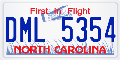 NC license plate DML5354