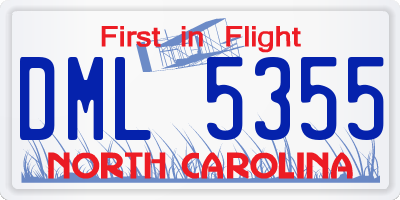 NC license plate DML5355