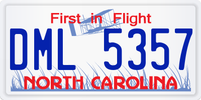 NC license plate DML5357