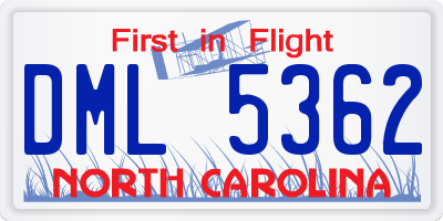 NC license plate DML5362
