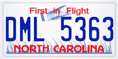 NC license plate DML5363