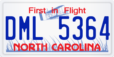 NC license plate DML5364