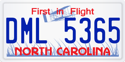 NC license plate DML5365