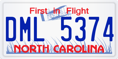 NC license plate DML5374