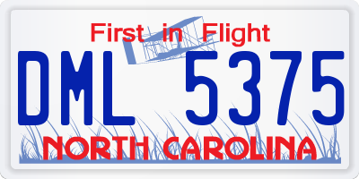 NC license plate DML5375