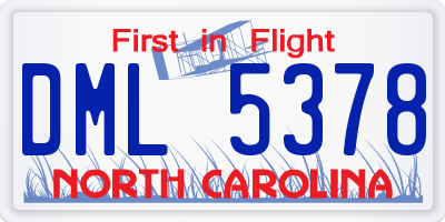 NC license plate DML5378