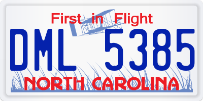 NC license plate DML5385