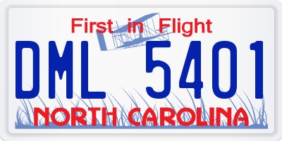 NC license plate DML5401