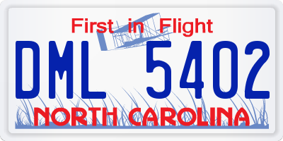 NC license plate DML5402