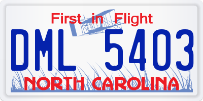 NC license plate DML5403