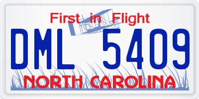 NC license plate DML5409