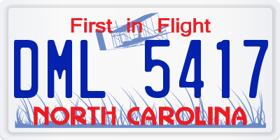 NC license plate DML5417