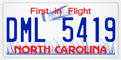 NC license plate DML5419