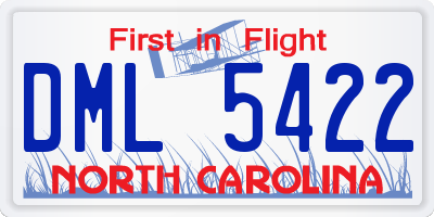 NC license plate DML5422