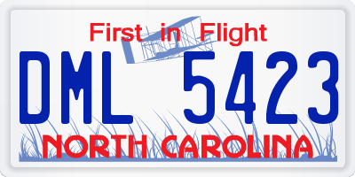 NC license plate DML5423