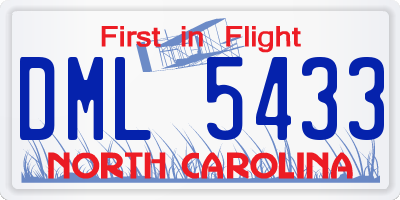 NC license plate DML5433
