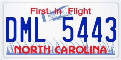 NC license plate DML5443