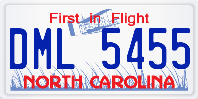 NC license plate DML5455