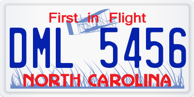 NC license plate DML5456