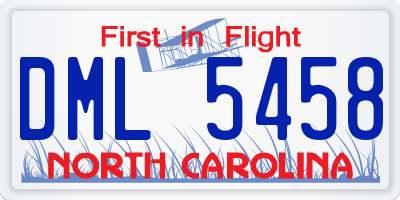 NC license plate DML5458