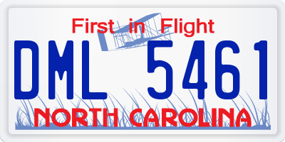 NC license plate DML5461