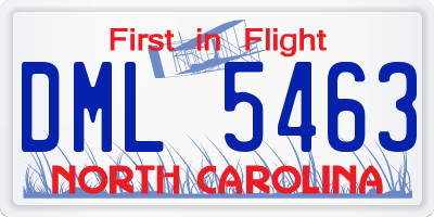 NC license plate DML5463