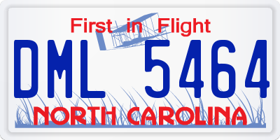 NC license plate DML5464