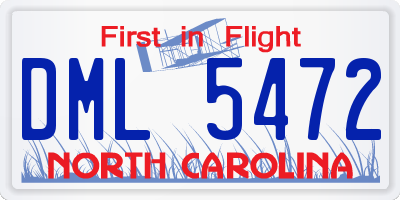NC license plate DML5472