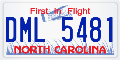 NC license plate DML5481