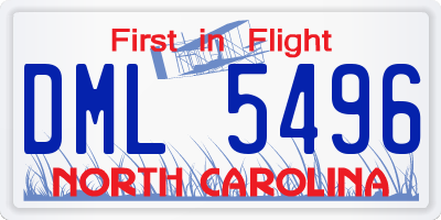 NC license plate DML5496