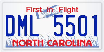 NC license plate DML5501