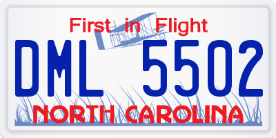NC license plate DML5502