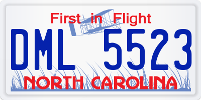 NC license plate DML5523