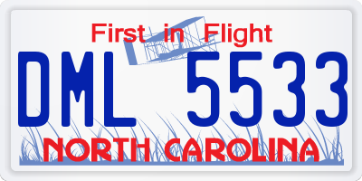 NC license plate DML5533