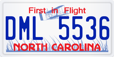 NC license plate DML5536