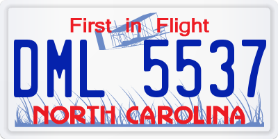 NC license plate DML5537