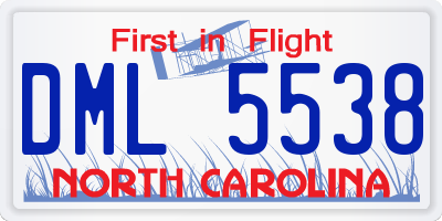 NC license plate DML5538
