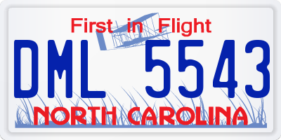 NC license plate DML5543
