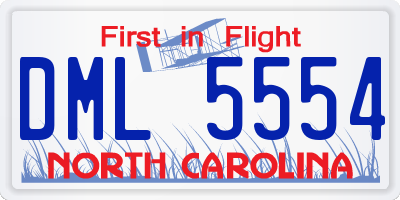 NC license plate DML5554