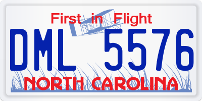 NC license plate DML5576