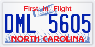 NC license plate DML5605