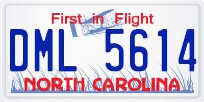 NC license plate DML5614