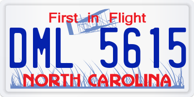 NC license plate DML5615