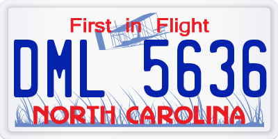 NC license plate DML5636